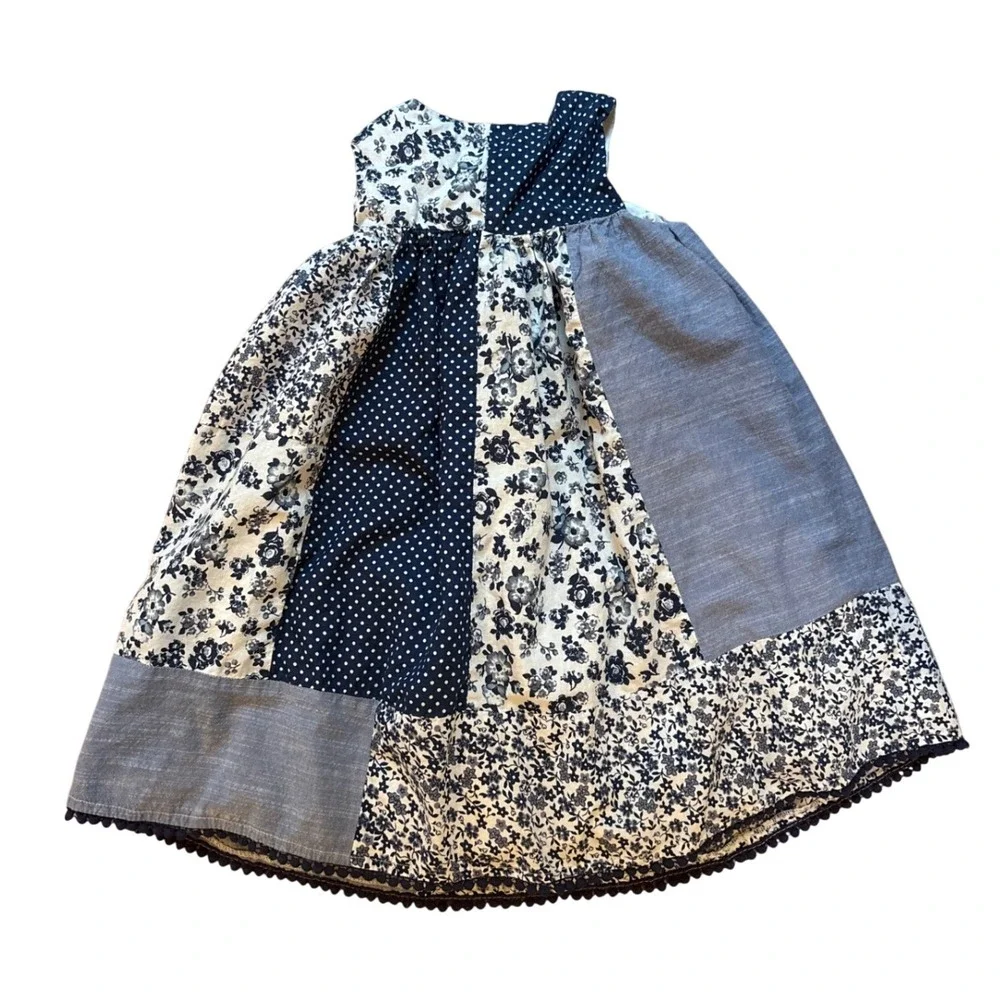 Maggie & Zoe Patchwork Dress‎ Kids Blue Excellent Floral Polka Dot SIZE 4T